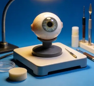 正目义眼专业技师正在为客户进行义眼定制